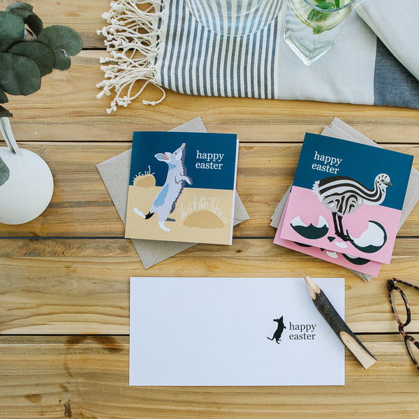 Australian Happy Easter Greeting Card Bilby and Emu Chick