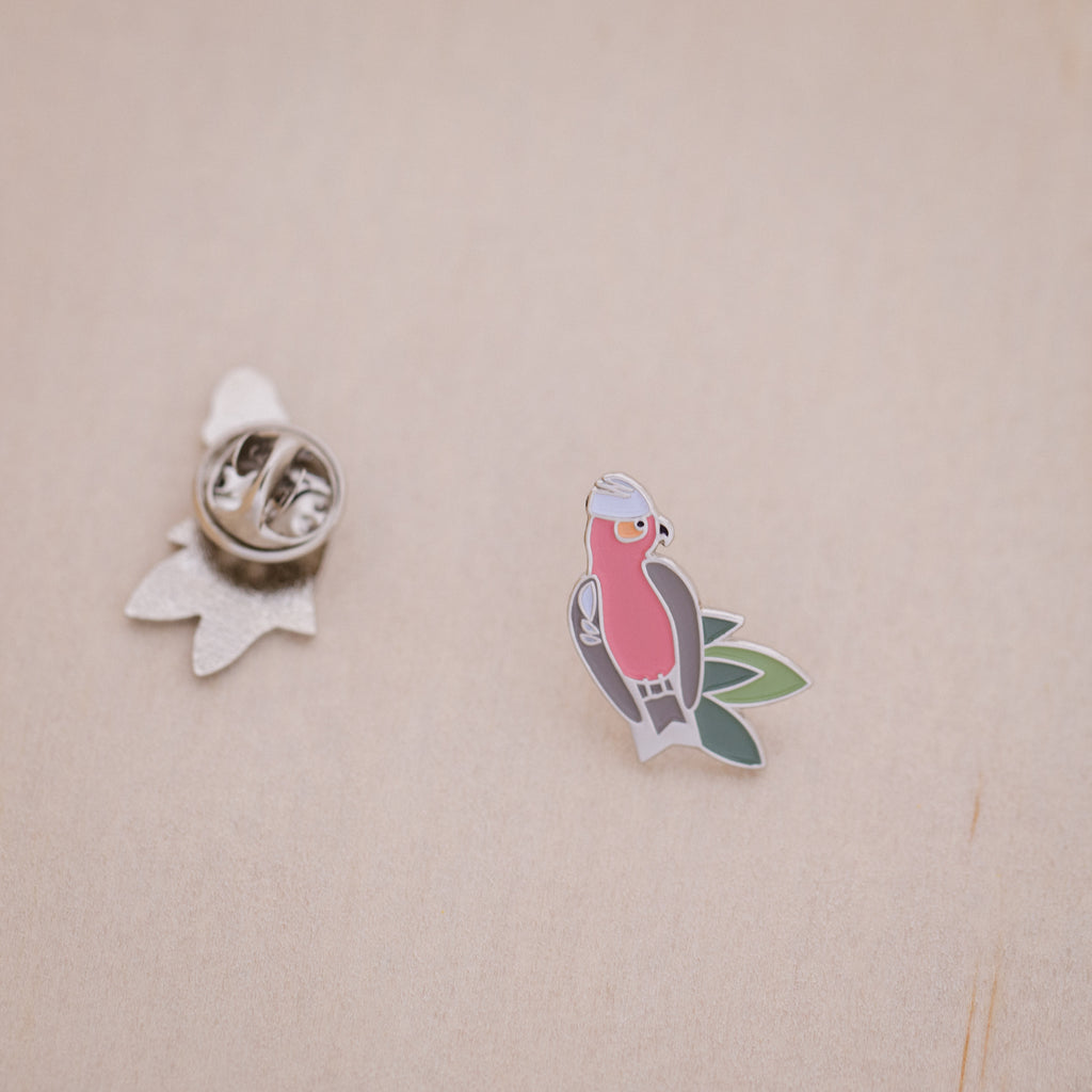 Flaming Galah Enamel Pin Australian Native Birds