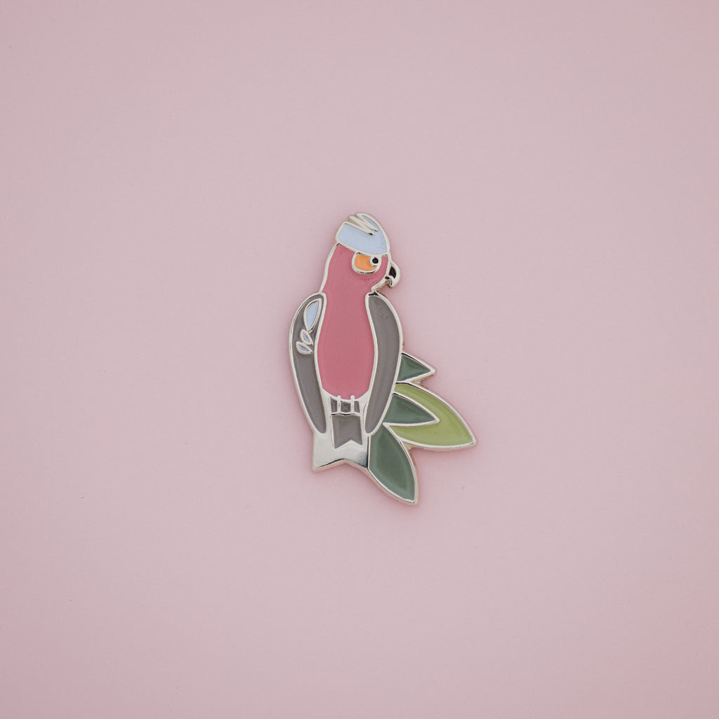 Flaming Galah Enamel Pin Australian Native Birds