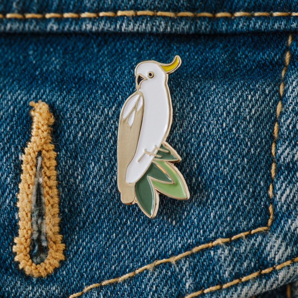 Cockatoo enamel pin Hello Cocky brooch