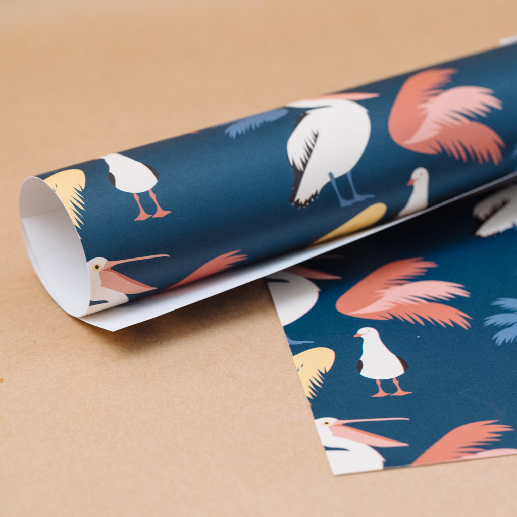 Gift Wrap - Down by the Sea Pelican Seagull Wrapping paper